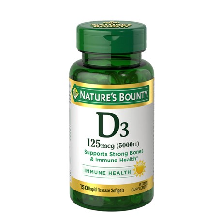 Nature’s Bounty Vitamin D3 125 mcg (5,000 IU), 150 Softgels in Pakistan
